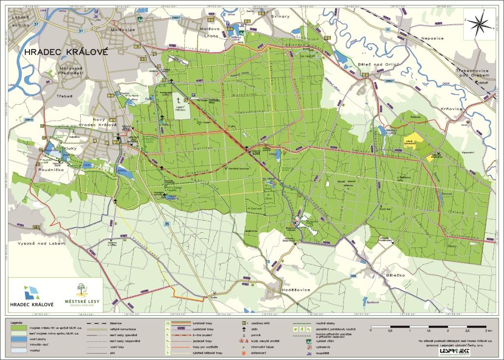 Nová turistická mapa Městských lesů Hradec Králové